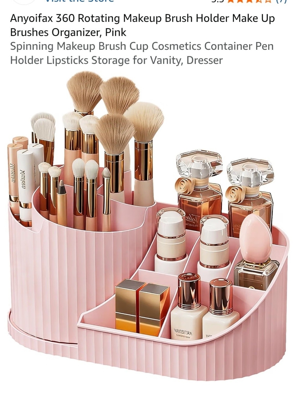 Makeup Brush & Cosmetic Organizer - Pink